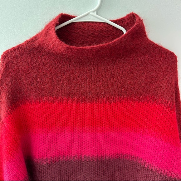 Rag & Bone Holland Funnel Neck Sweater in Burgundy Stripe Wool and Alpaca Size S - Picture 6 of 12
